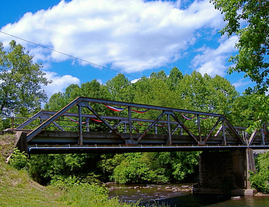 Fieldale, VA: sign entering Fieldale and our famous iron bridge