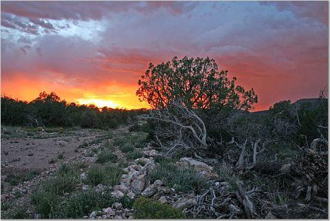 Seligman, AZ: Sunset over Lot 1393 Sierra Verde Ranch Early September
