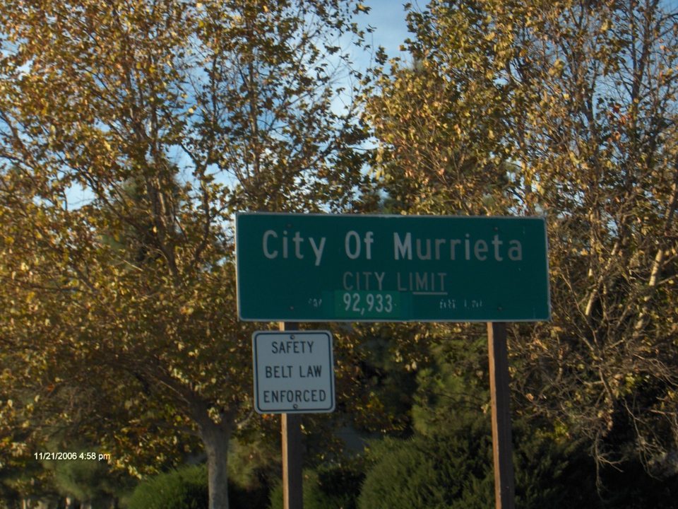 Murrieta, CA: Murrieta, CA sign on northbound Jefferson Ave, leaving Temecula