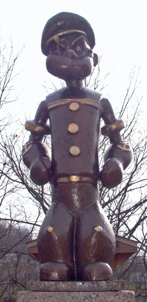 Chester, IL: Popeye Statue at Segar Park (Near Mississippi River bridge)