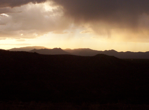 Benson, AZ: Sunset on S. Ocotillo during monsoons.