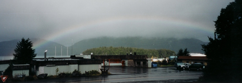 Cordova, AK: Rainbow over the Reluctant Fisherman Inn, Cordova, Alaska
