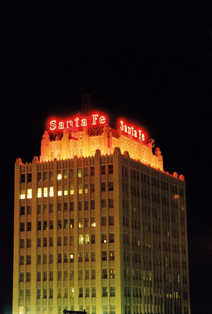 Amarillo, TX: Santa Fe building at night
