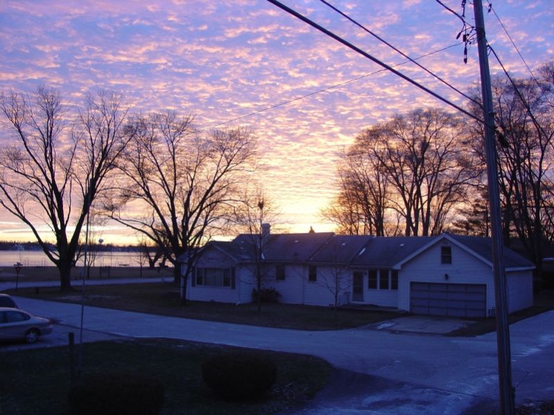 Wauconda, IL: Sunset on Bang's Lake in lakeside neighborhood.