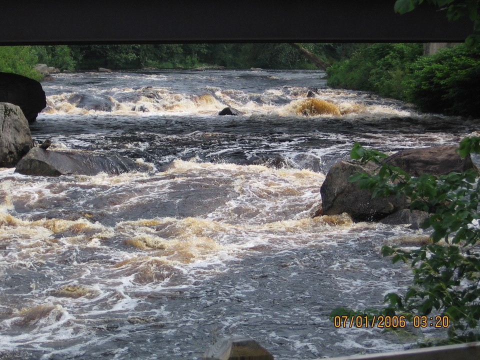 Harrisville, NY: July 2006 view of rapids on Oswegatchie River from the island