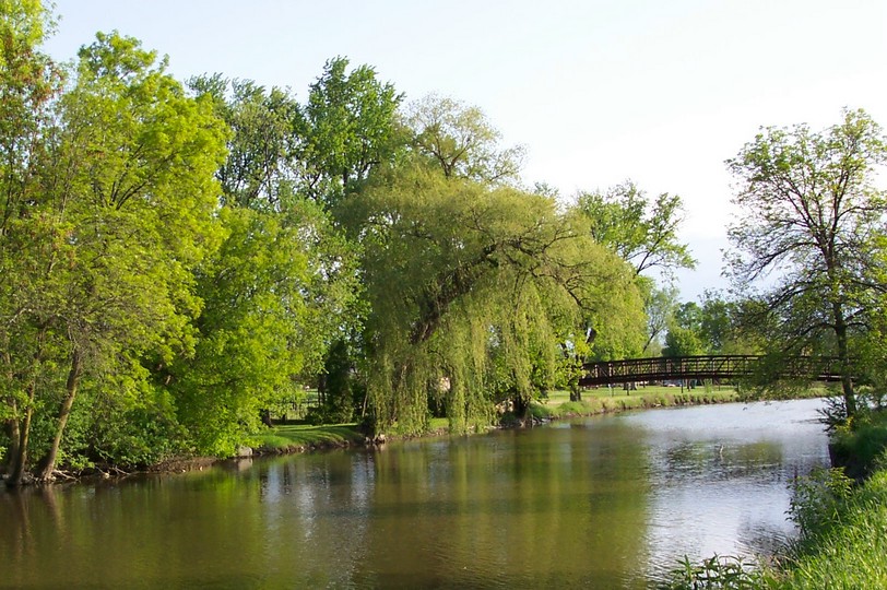 Waukesha, WI Bridge over Fox River near downtown Waukesha photo