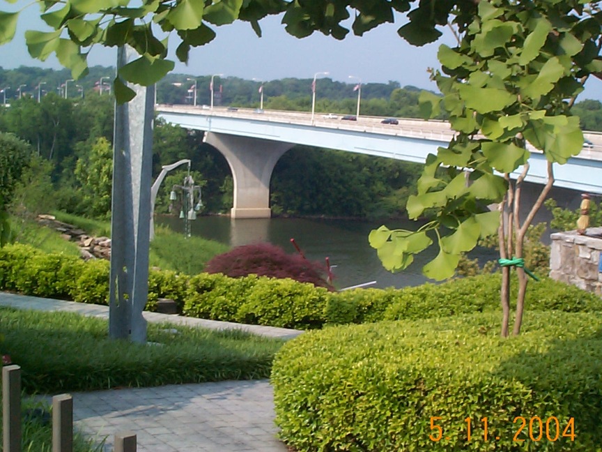 Chattanooga, TN: View of Veteran's Bridge from Sculpture Garden