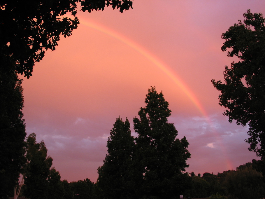 San Dimas, CA: This was the southern portion of a full rainbow, taken at 6:53 pm in front of my house in San Dimas. CA on 9/9/05