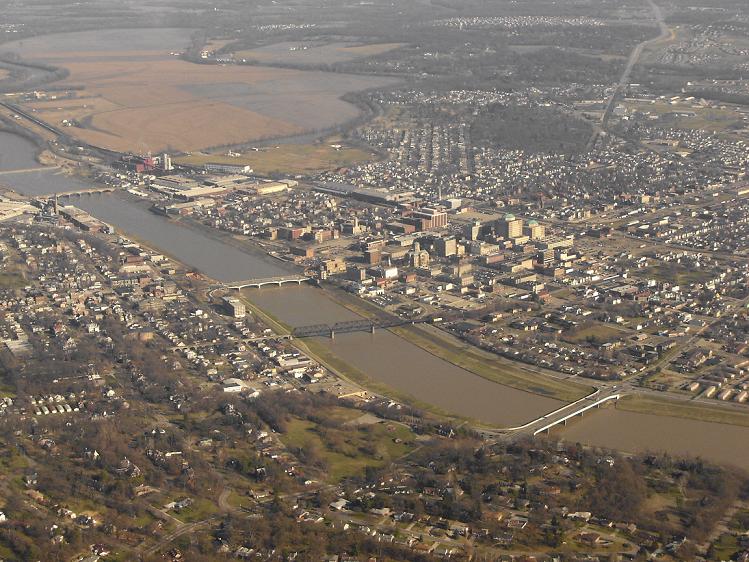 Hamilton, OH: Aerial picture of downtown Hamilton