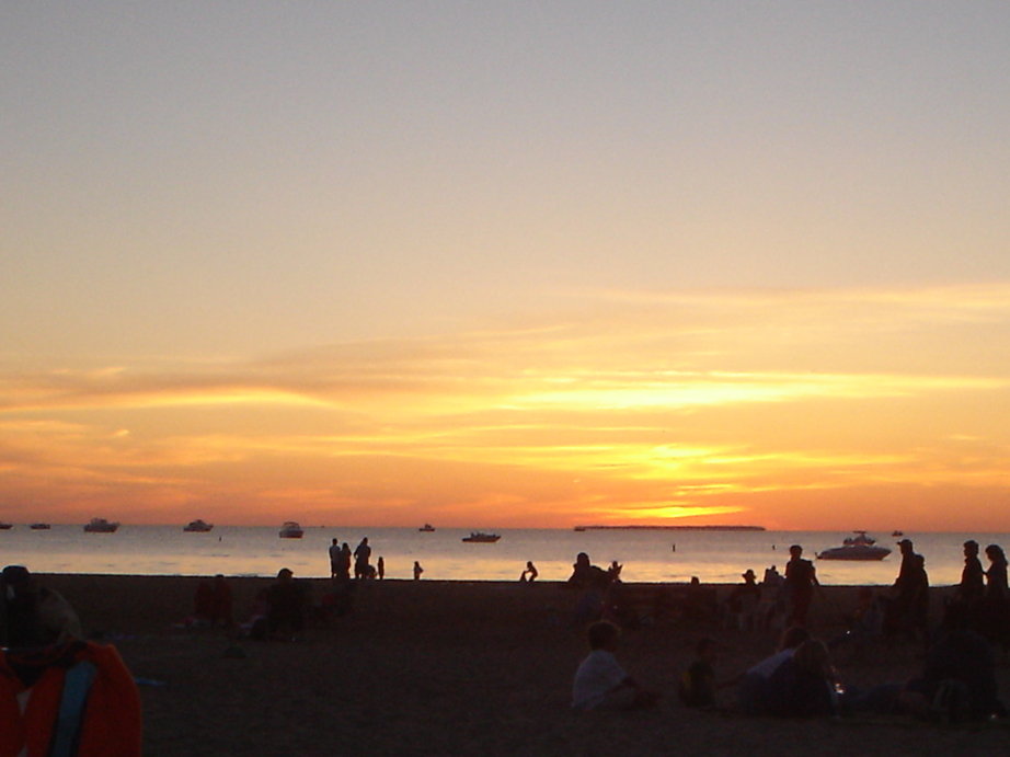 Caseville, MI: people on beach @ sunset