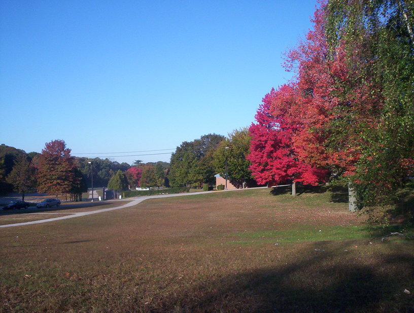 Woonsocket, RI: This was taken in the front of Woonsocket High School looking towards Cass Park in October 2006