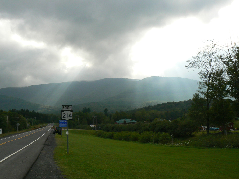 Hunter, NY: Streaming light through the clouds of Hunter Mtn