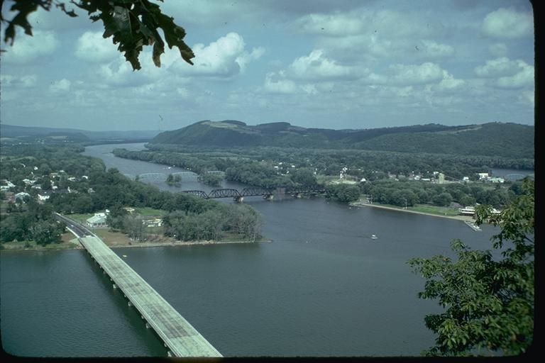 Northumberland, PA: View of North and West Branch Converge Susquehanna River