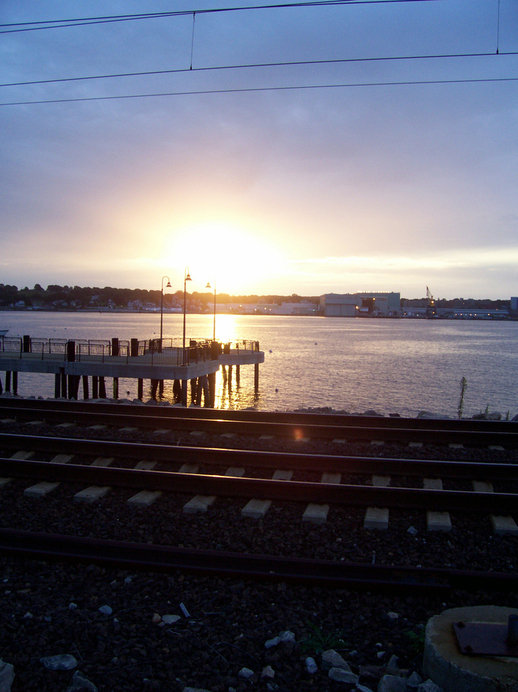 New London, CT: new london railroad and ocean pier sunset