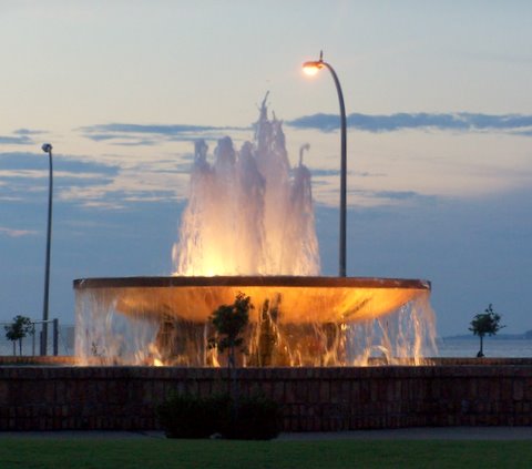 Fairhope, AL: The fountain at night at the Fairhope Pier