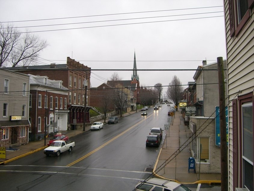 Wrightsville, PA: View from Roof of 144 Hellam Street, Looking west on Route 462 (Lincoln Highway)