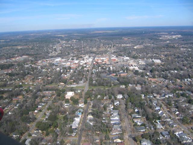 Americus, GA: Aerial photo of Americus from south looking north