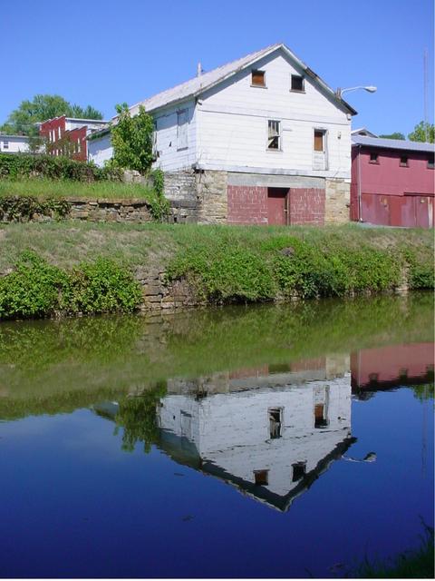 Hancock, MD: Hancock from the C&O Canal, a reflection