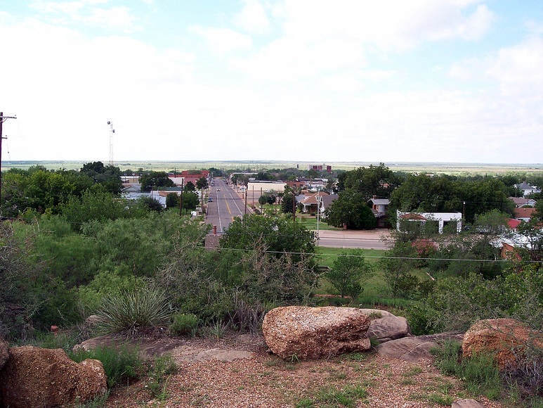 Spur, TX: Downtown (Burlington St.) taken from the hill in Swenson Park