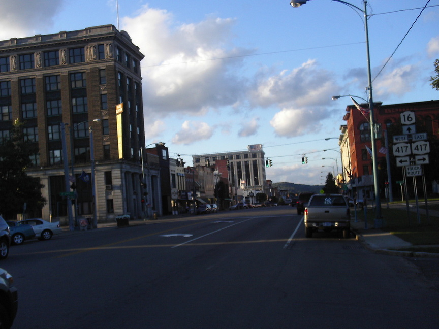 Olean, NY: Downtown Olean, NY on Partly Sunny Day