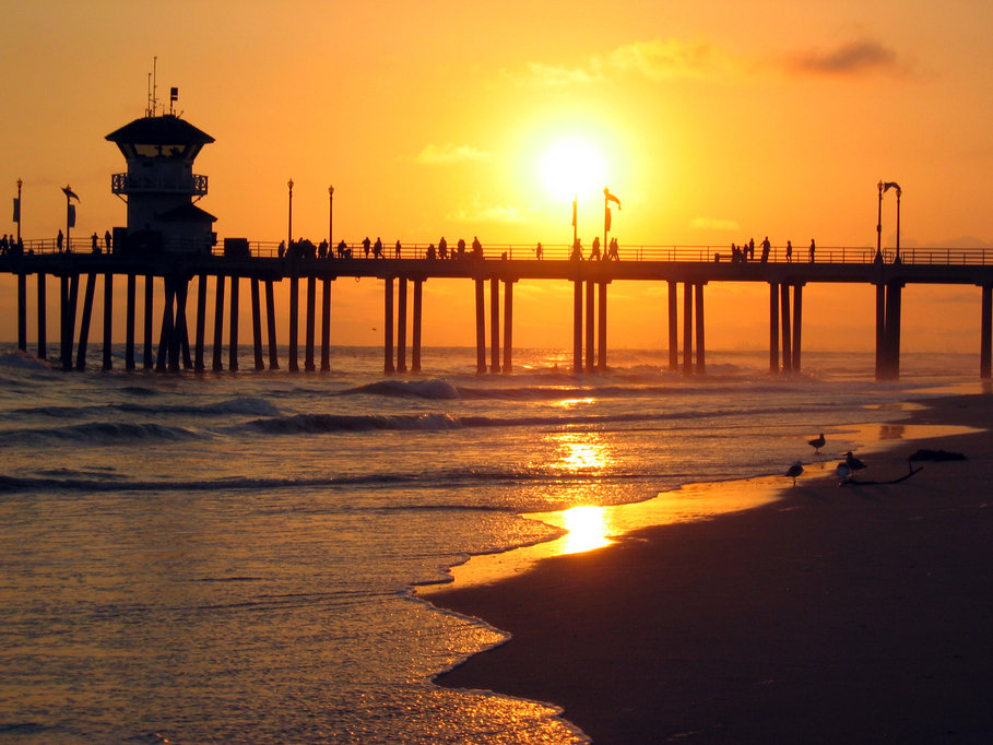 Huntington Beach, CA : Huntington Beach at sunset photo, picture, image ...