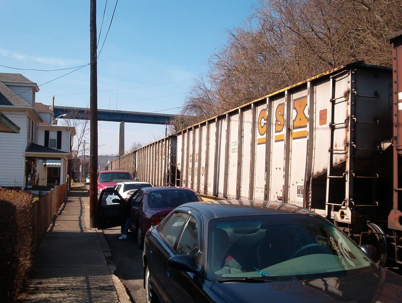 West Brownsville, PA: Coal train on Main Street