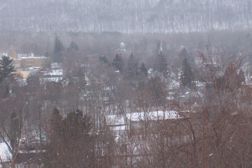 Naples, NY: Overlooking the village from rose ridge cemetary on a snowy winters day in March 2007