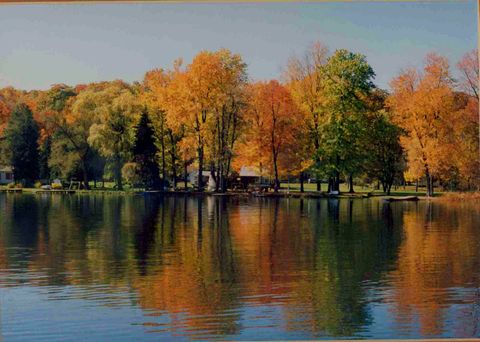 Canadohta Lake, PA: From a float boat in the lake in October