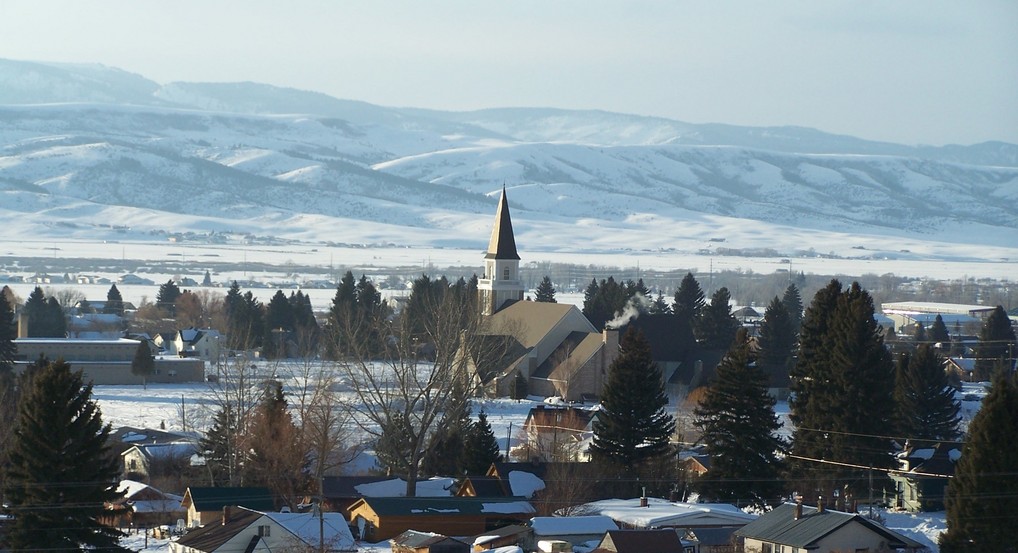 Afton, WY: Town of Afton, looking west from snowshoe hollow