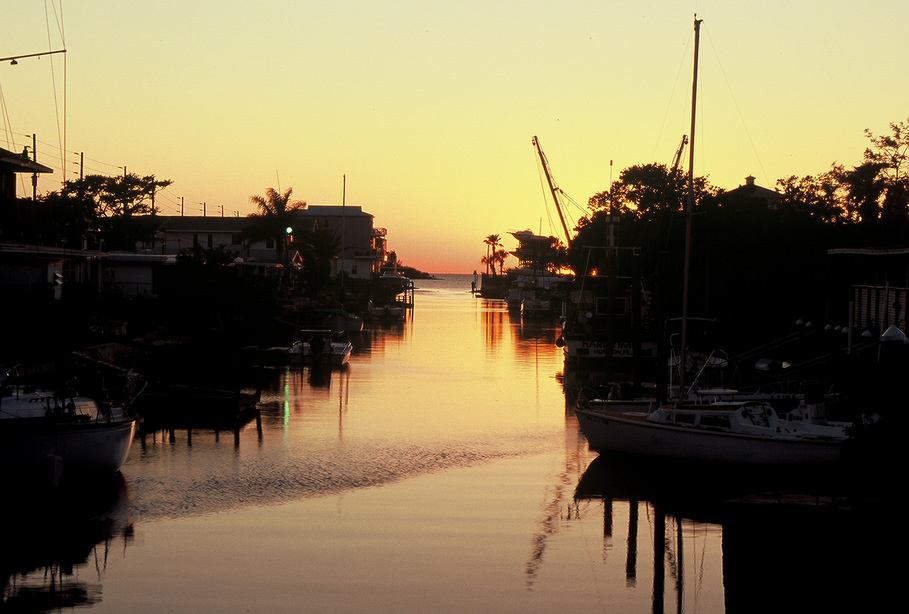 Hudson, FL: Sunset on canal at Hudson Beach