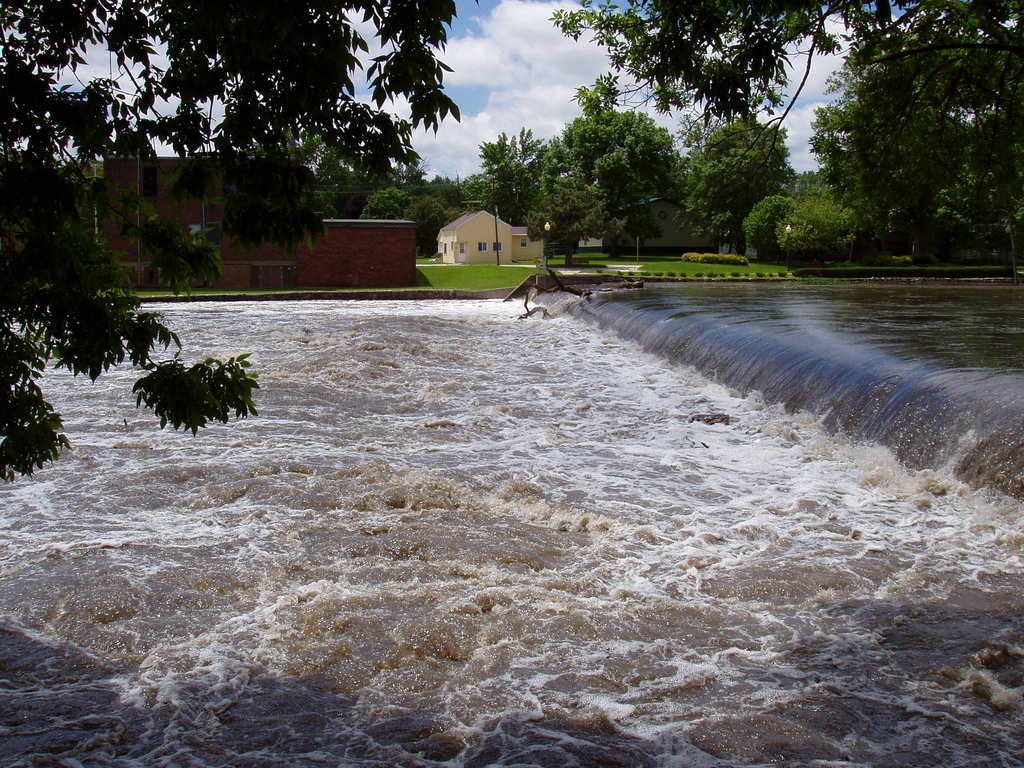 Alden, IA Alden Dam during high water in May 2005 photo, picture