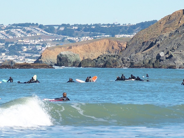 Pacifica, CA: Surfers at Linda Mar Beach