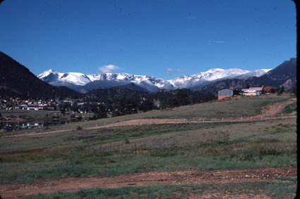 Estes Park, CO: The View of Continental Divide in Spring from Lake Shore Lodge- Estes Park Colorado