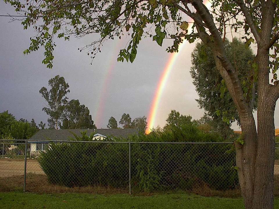 Wildomar, CA: A double rainbow from our front yard.