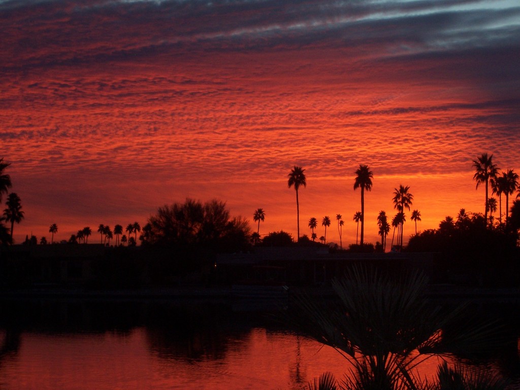 Sun City, AZ: Sunset Over Dawn Lake, Sun City, AZ