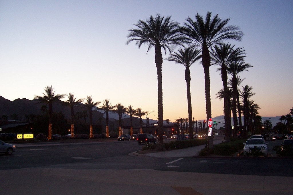 Rancho Mirage, CA: Highway 111 at sunset. Rancho Mirage, ca