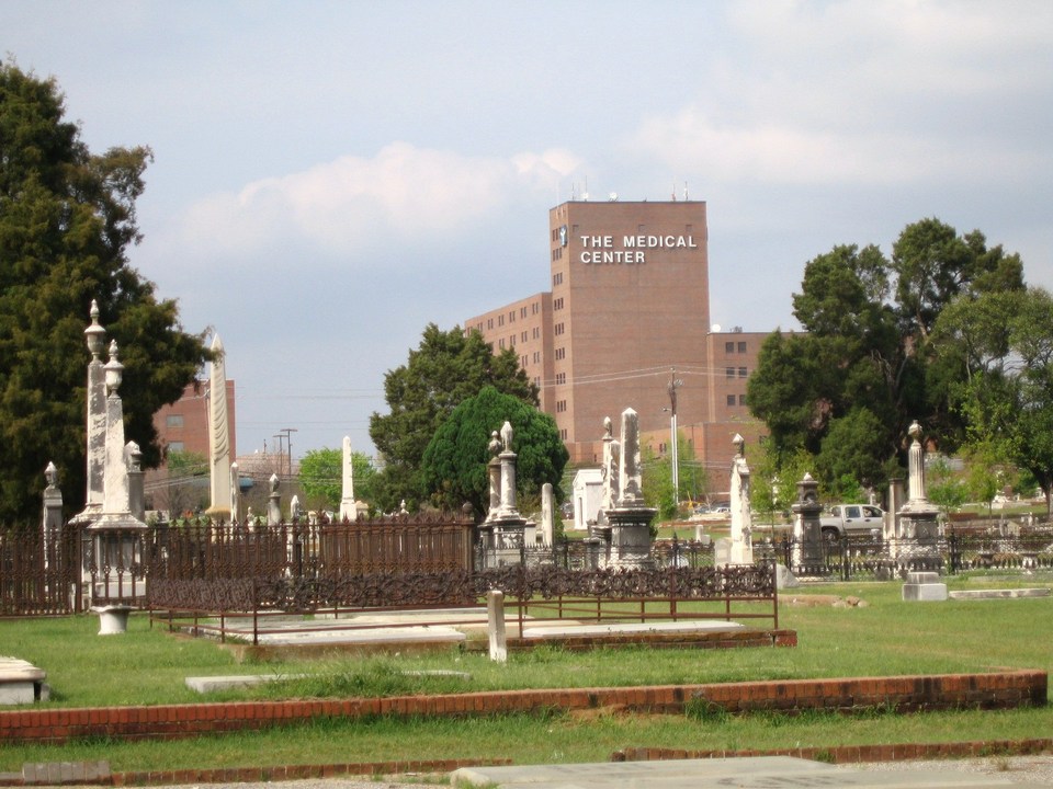 Columbus, GA: Medical Center from Linwood cemetery