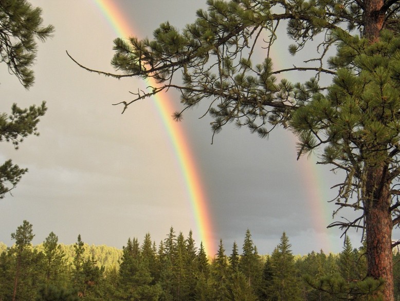 Deadwood, SD: Double Rainbow over Deadwood, South Dakota