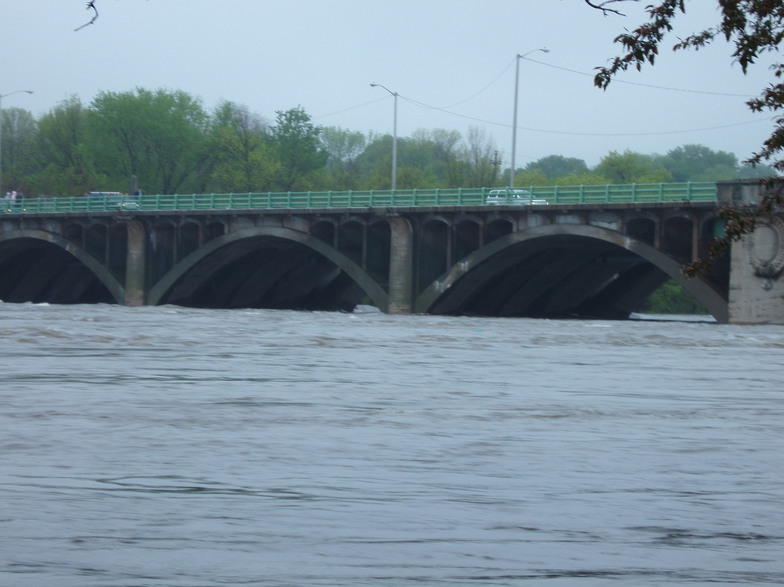 Haverhill, MA: Main Street Bridge from Haverhill to Bradford during height of flood levels in spring of 2006