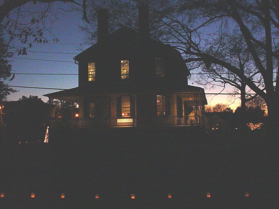 Tarboro, NC: The Blount-Bridgers House lighted for a night-time event