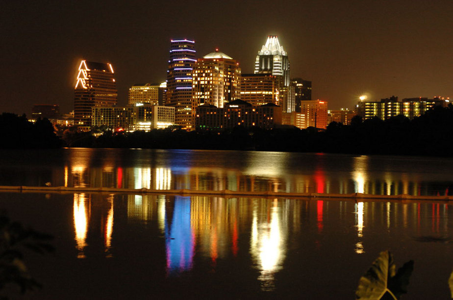 Austin, TX: Austin Town Lake Night Time Skyline