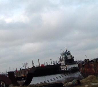 Port Arthur, TX: Towboat and Barge in Port Arthur TX Harbor