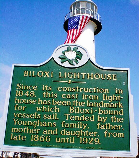 Biloxi, MS: Lighthouse sign in Biloxi, MS