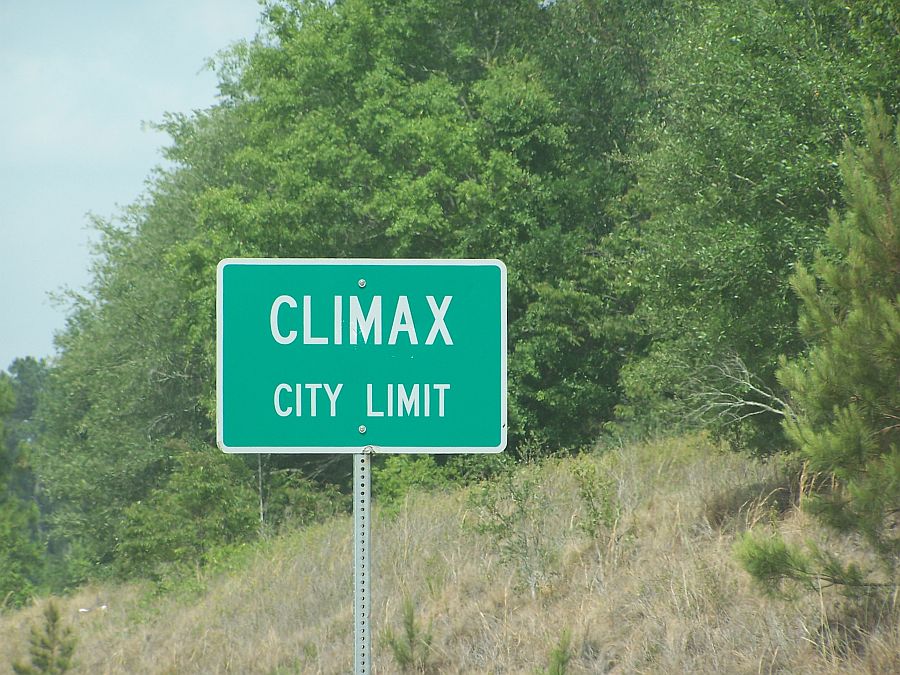 Climax, GA: city limit sign of Climax