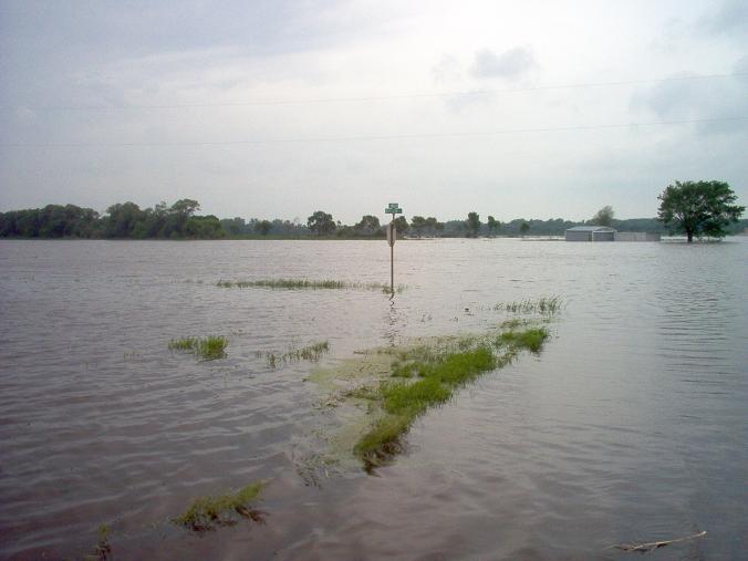 Potterville, MI: Corner of Davis Hwy and Royston Rd. during a flood in srping of 2004