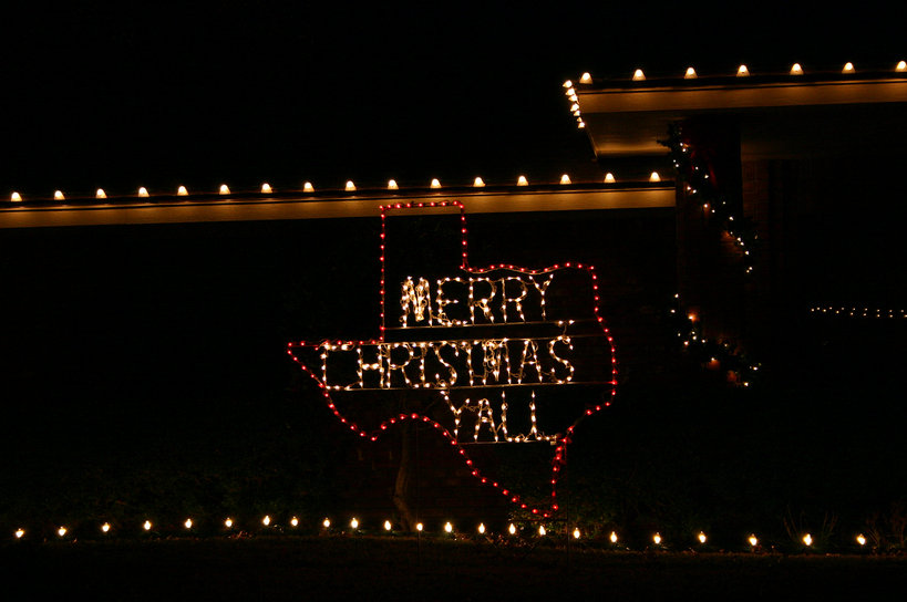 San Angelo, TX: Christmas lights on a front lawn in San Angelo, Texas