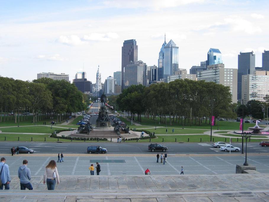 Philadelphia, PA: Philadelphia Skyline from Art Museum Steps