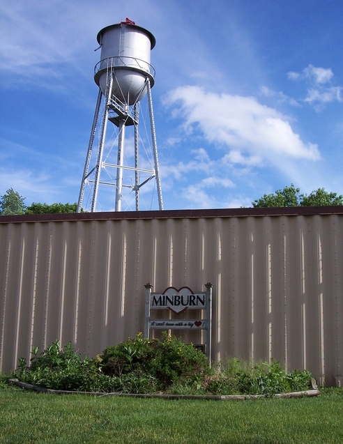 Minburn, IA: The water tower and fire station