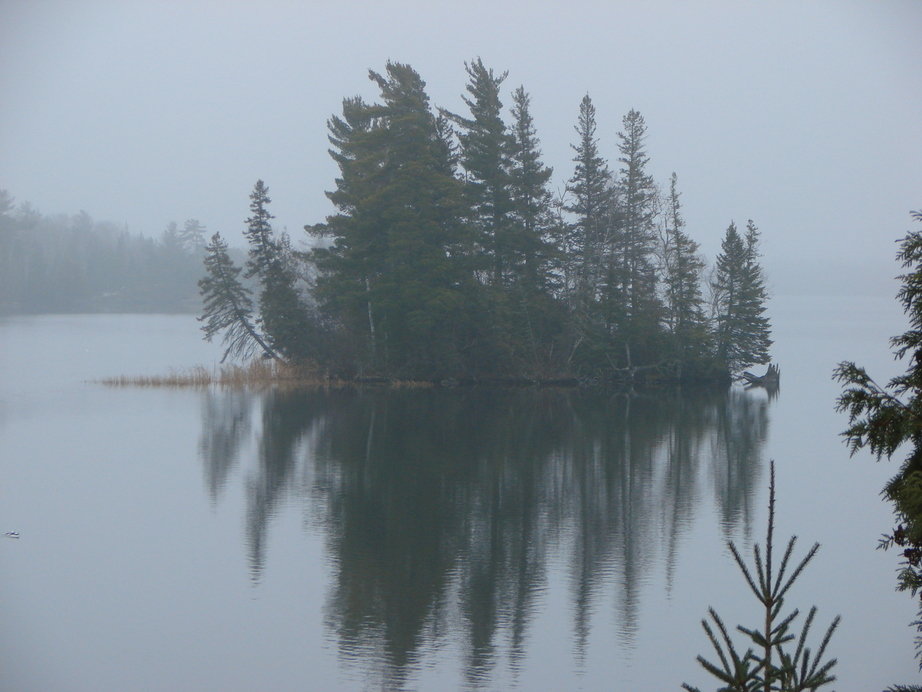 Babbitt, MN: Murky morning on the North bay of Birch Lake in Babbitt, MN