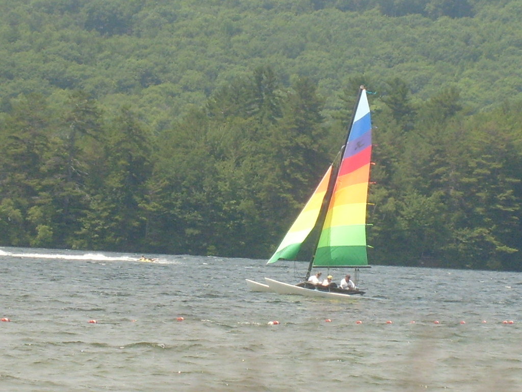Chesterfield, NH: A sail boatt on Spofford Lake in Chesterfield